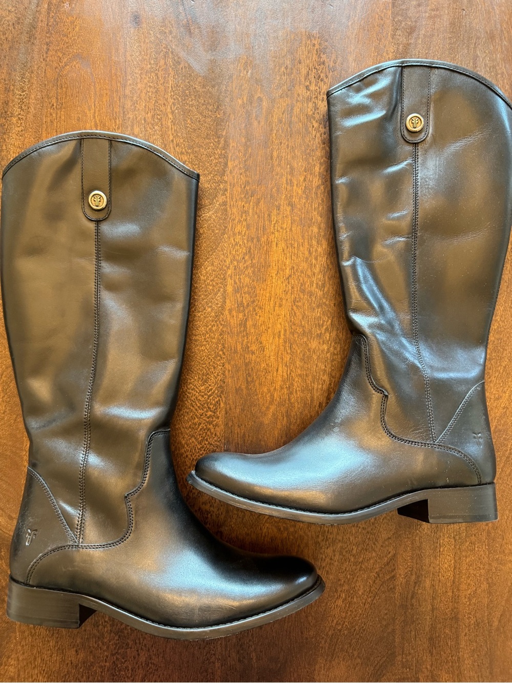 Frye Black Leather Tall Riding Boots